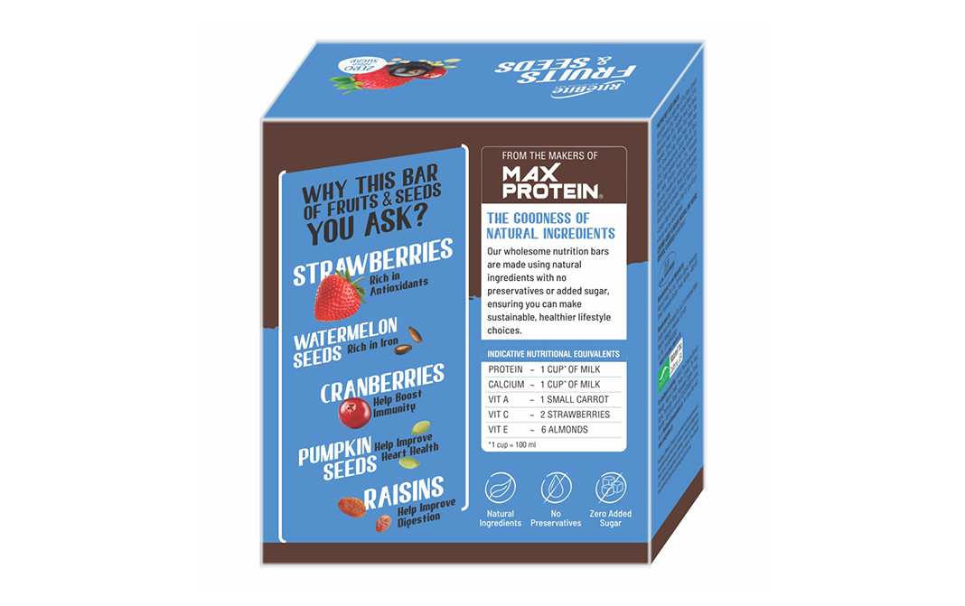 Ritebite Fruits & Seeds Cranberries Strawberries Oats Pumpkin Seeds Quinoa Crispies   Box  420 grams